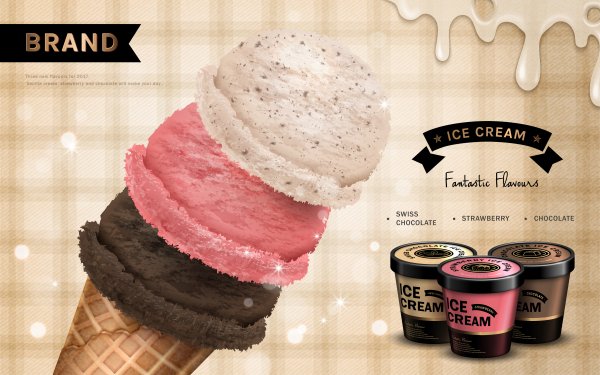 buat logo dan nama bisnis es krim yang menarik